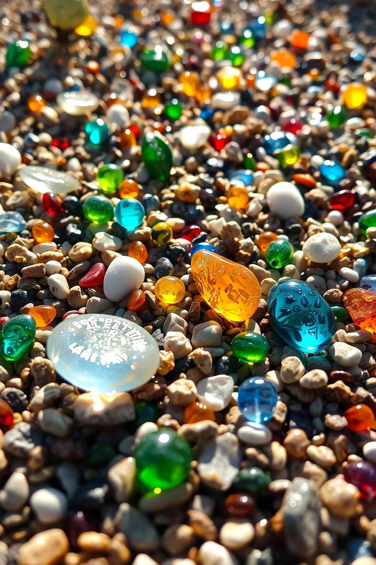 Gravel Garden with Colored Glass Accents - 24 Gravel Garden Ideas