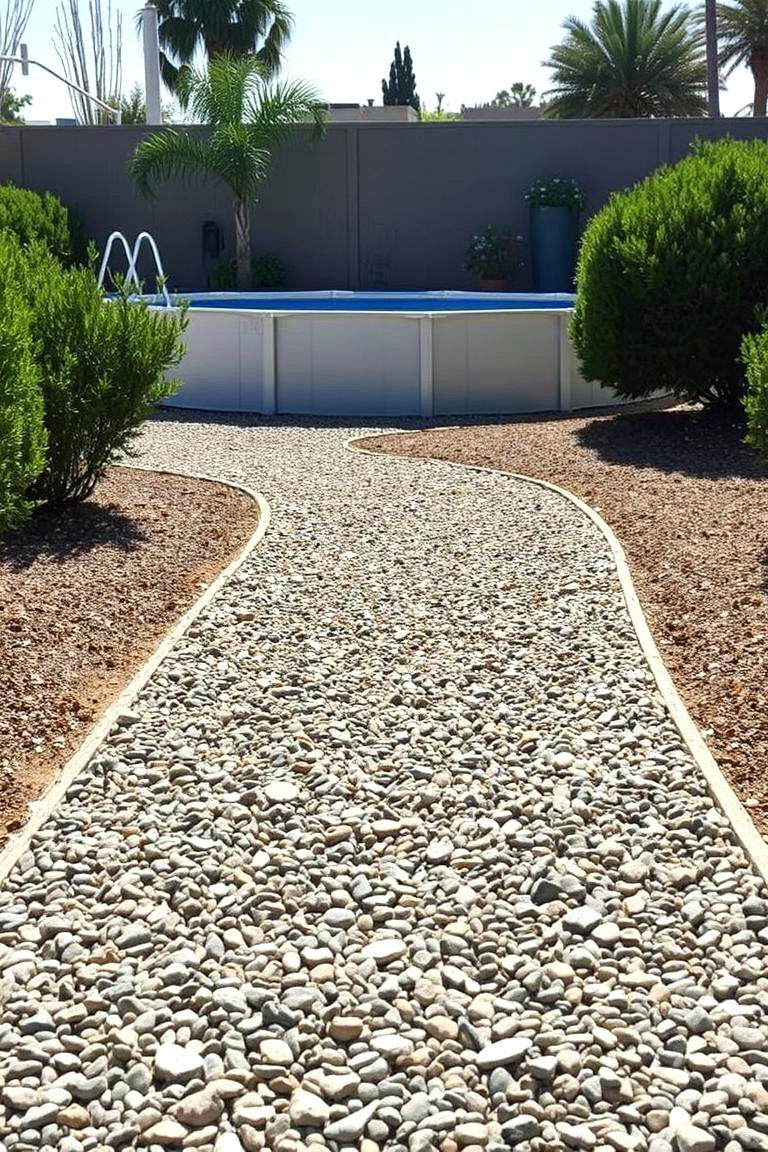 Gravel Pathway - 24 Above Ground Pool Walkway Ideas