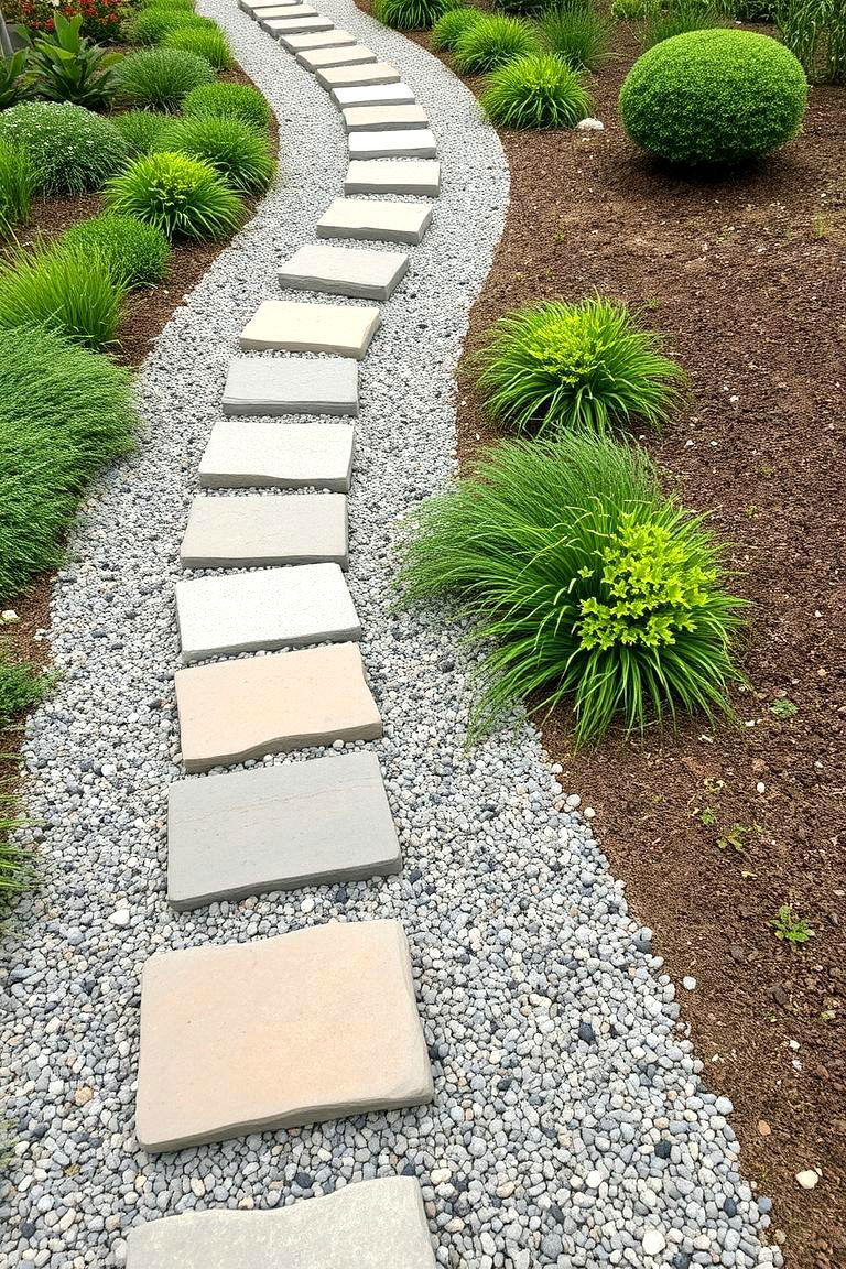 Gravel Pathways with Stepping Stones - 24 Gravel Garden Ideas
