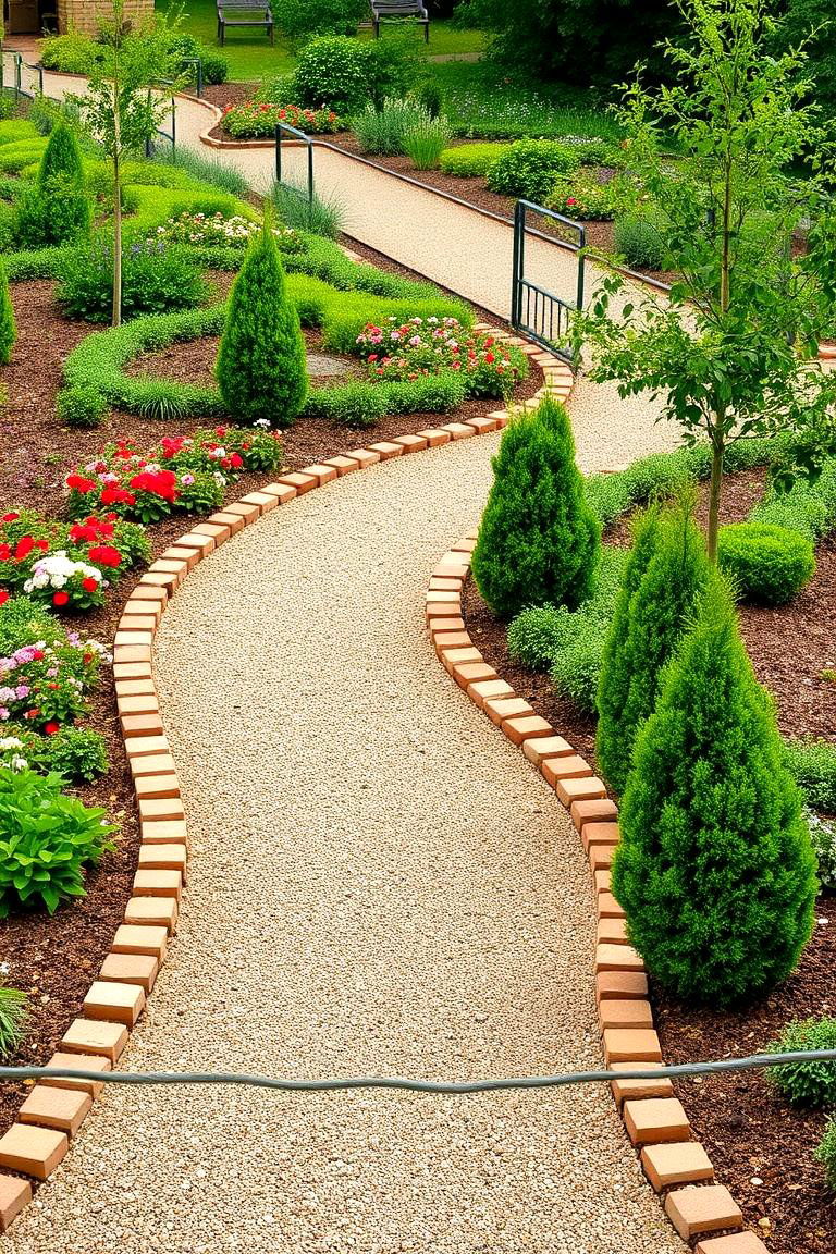 Gravel and Brick Combination - 24 Curved Walkway Ideas