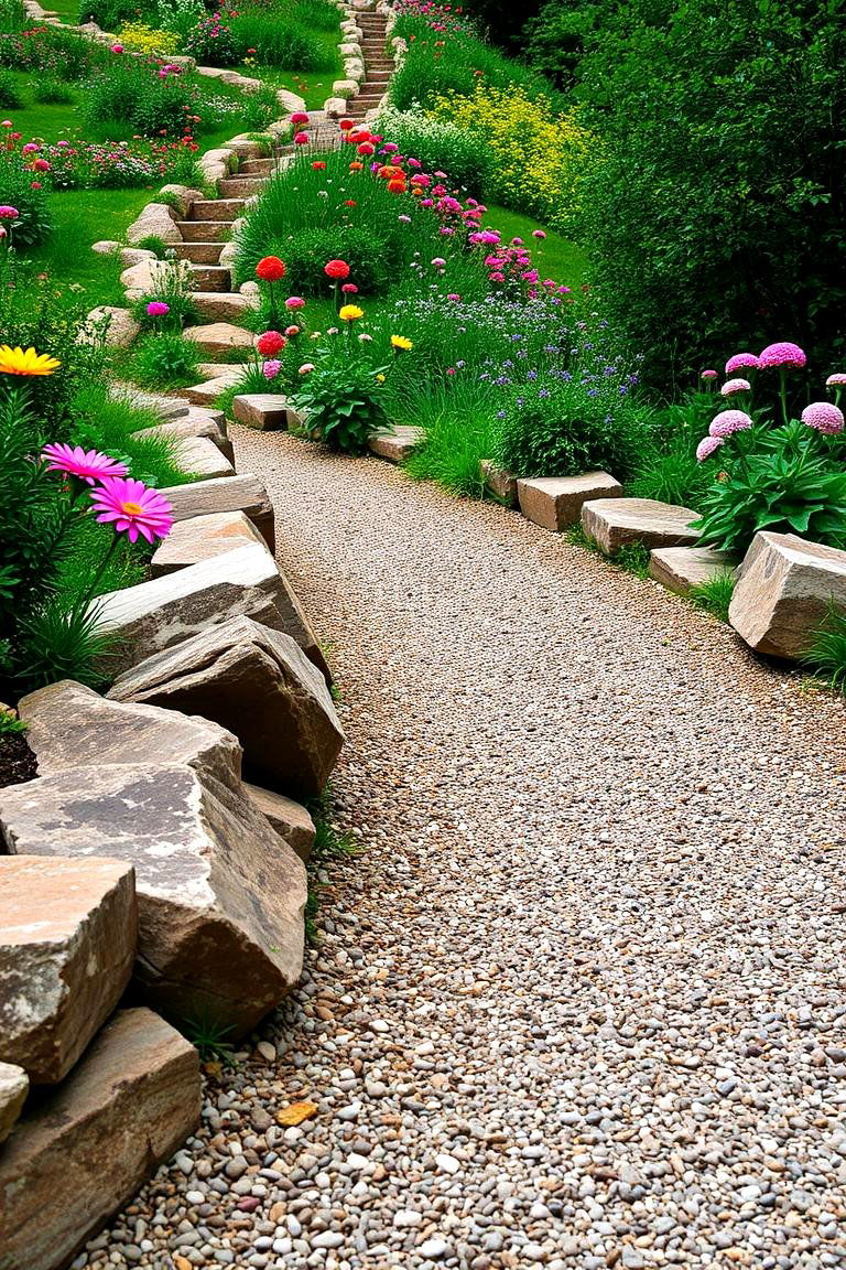 Gravel and Stone Border Walkway - 24 Curved Walkway Ideas