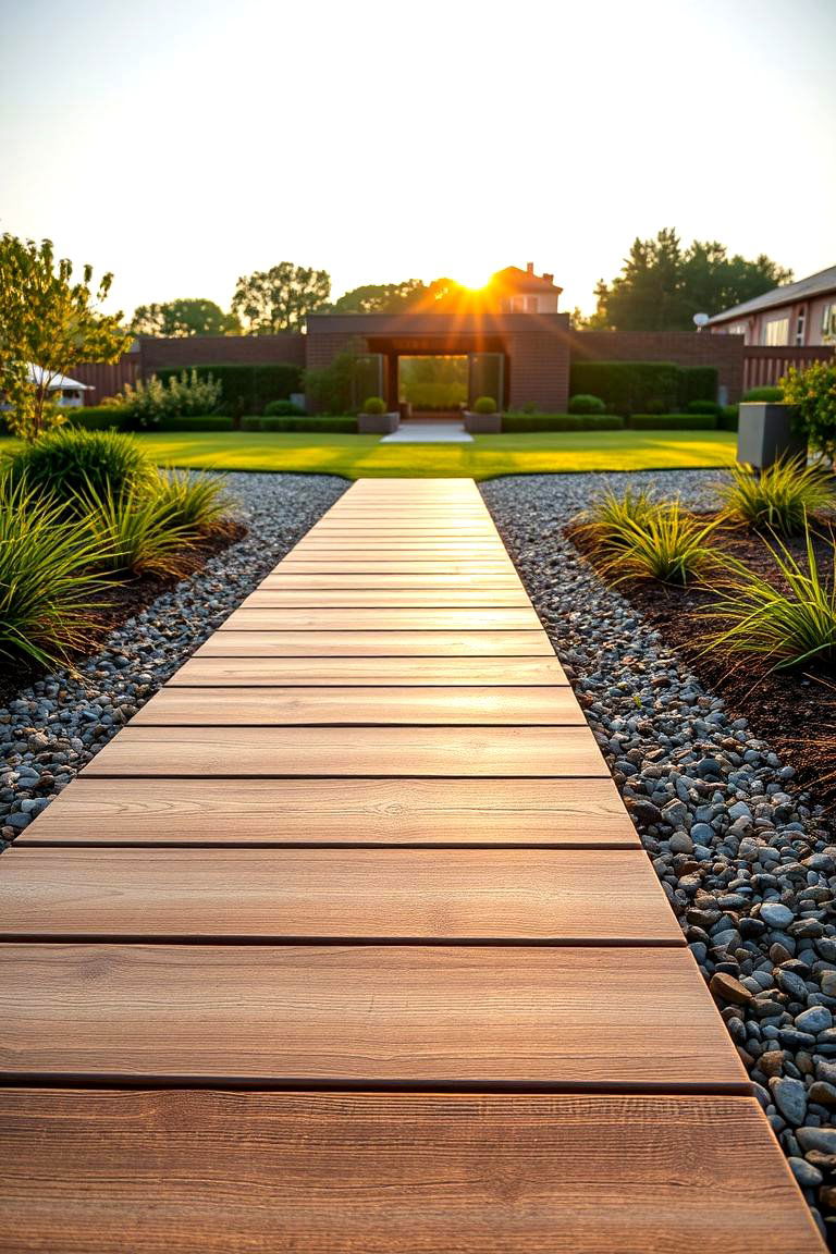 Gravel and Timber Walkway - 24 Farmhouse Walkway Ideas