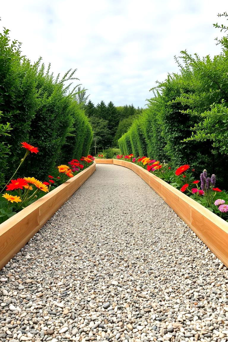 Gravel and Wood Border Path - 24 Garden Path Ideas