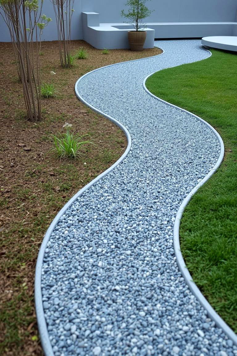 Gravel with Concrete Edging - 24 Curved Walkway Ideas