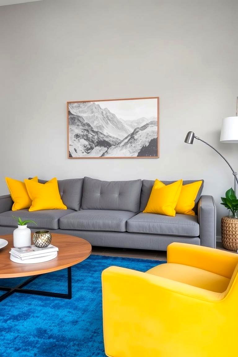 Gray Accented with Vibrant Pops of Color - 24 Gray Living Room Ideas