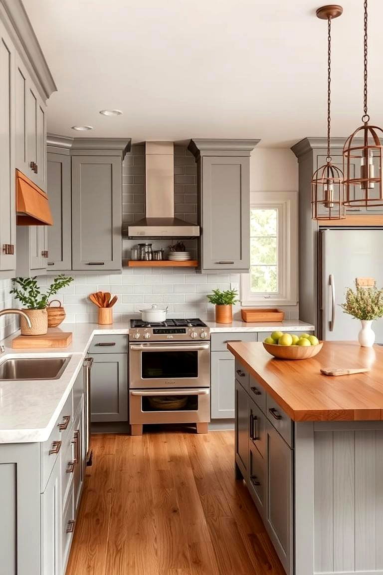 Gray Cabinets with Shiplap Walls - 24 Farmhouse Kitchen With Gray Cabinets Ideas