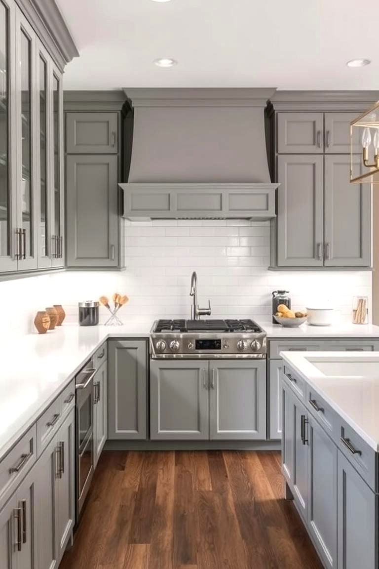 Gray Cabinets with White Countertops for Timeless Elegance - 24 Gray Kitchens