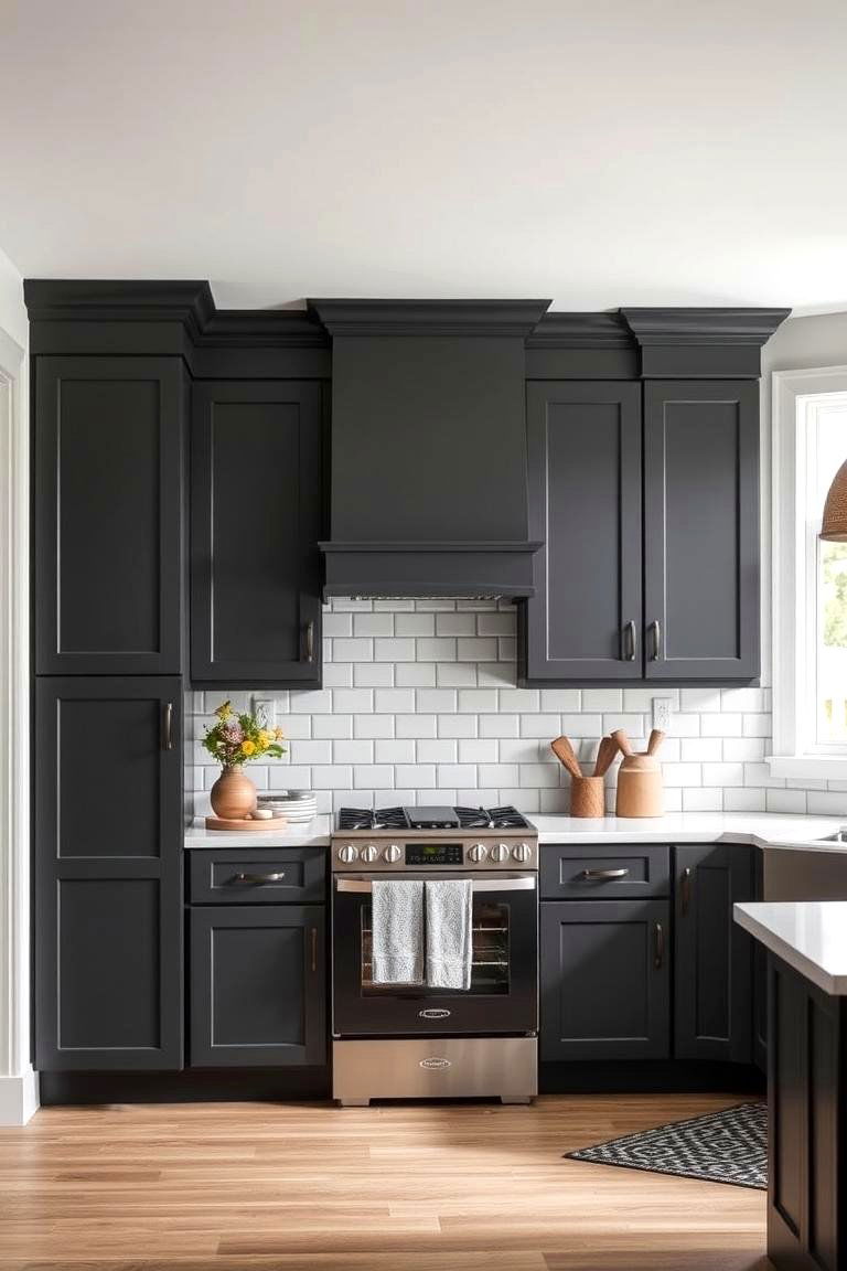 Gray Cabinets with White Marble Countertops - 24 Farmhouse Kitchen With Gray Cabinets Ideas