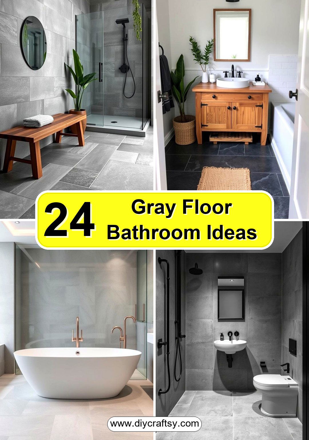 Gray Floor Bathroom Ideas