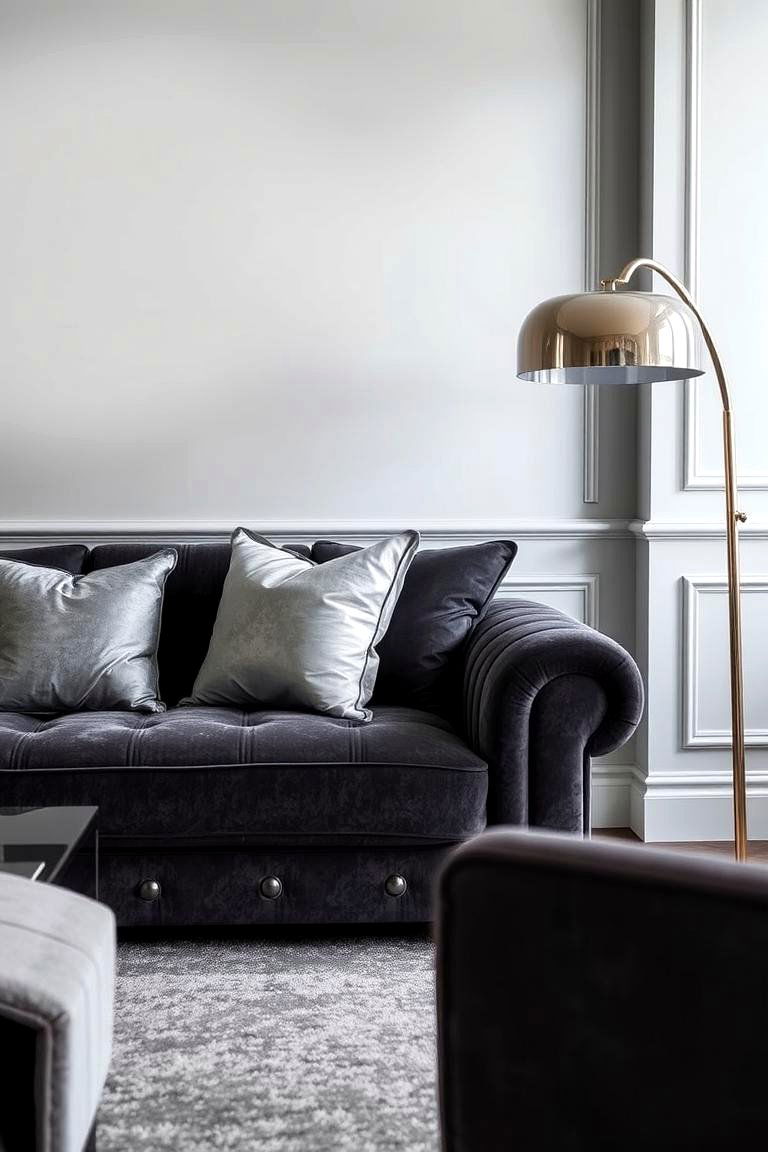 Gray Illuminated with Metallic Touches - 24 Gray Living Room Ideas