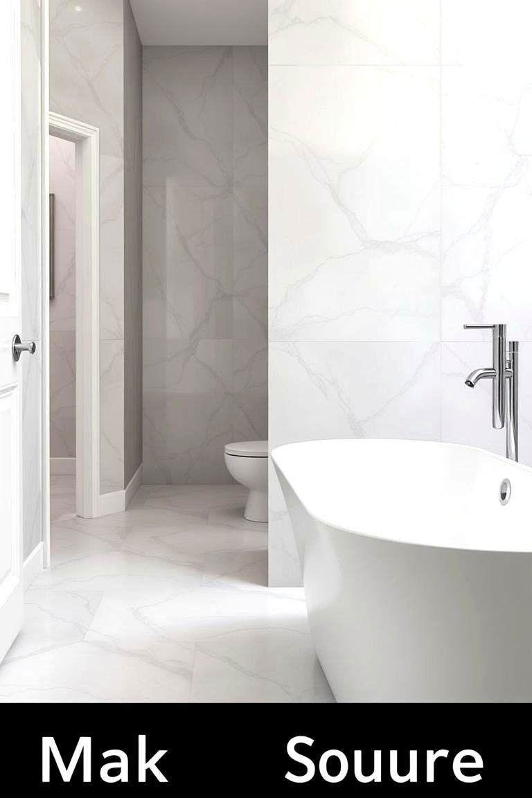 Gray Marble Effect Tiles for Elegance - 24 Gray Floor Bathroom Ideas