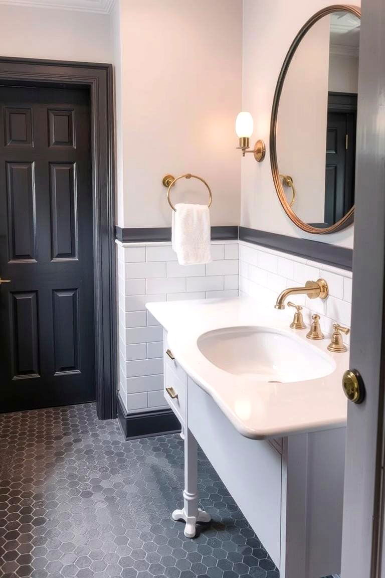 Gray Penny Tiles for a Vintage Feel - 24 Gray Floor Bathroom Ideas