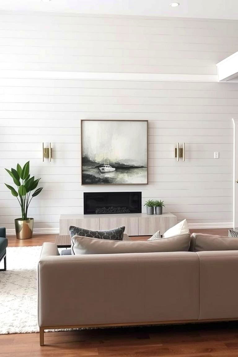 Gray Shiplap for Modern Neutrality - 24 Shiplap Living Room Ideas