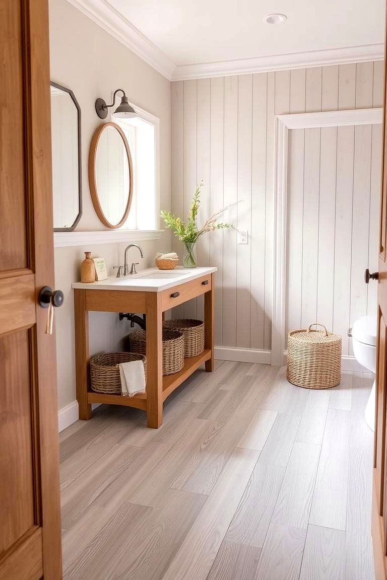 Gray Wood Look Tiles for Warmth - 24 Gray Floor Bathroom Ideas