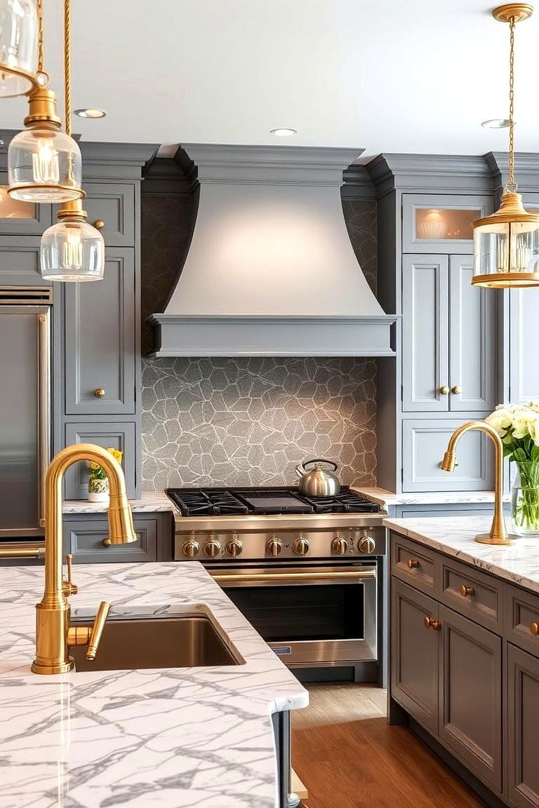 Gray and Gold Accents for a Touch of Glamour - 24 Gray Kitchens