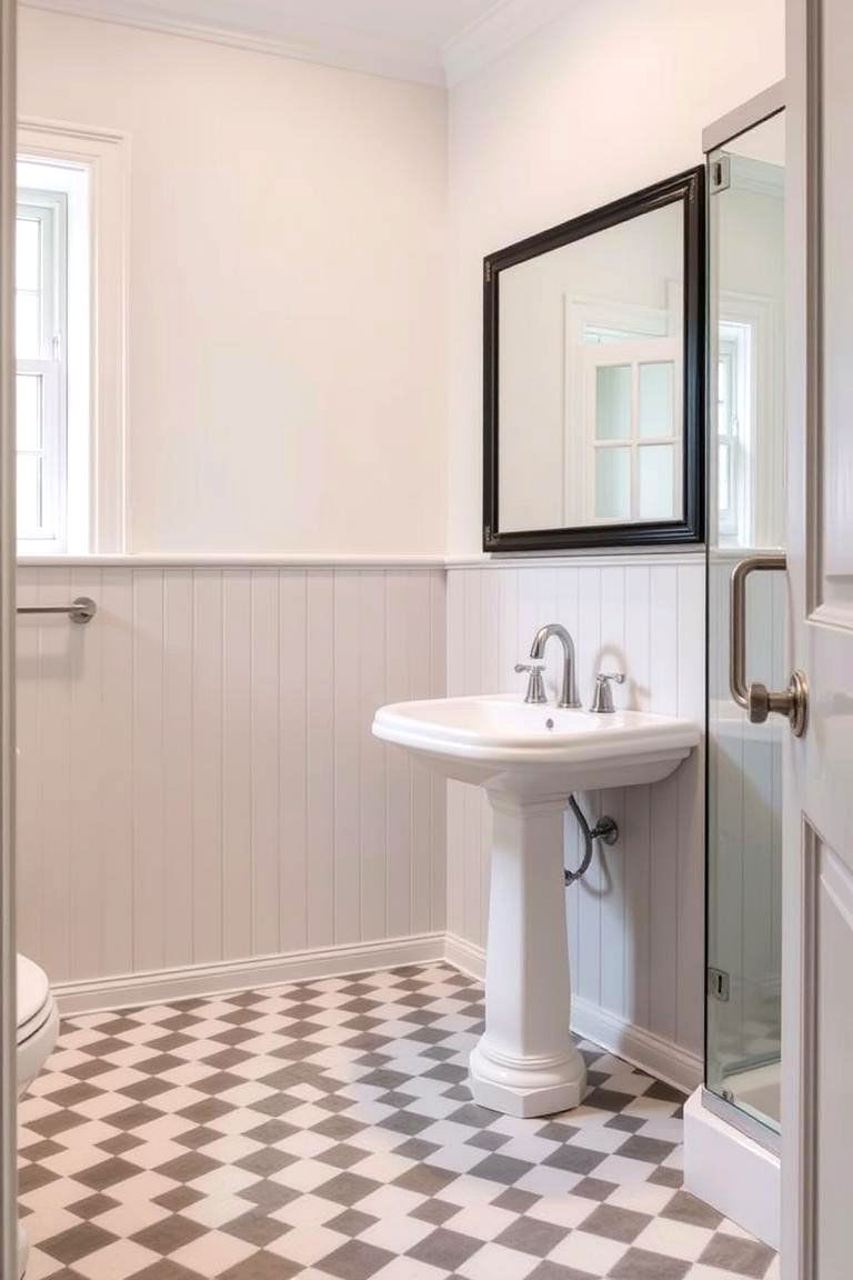 Gray and White Checkerboard Floor - 24 Gray Floor Bathroom Ideas