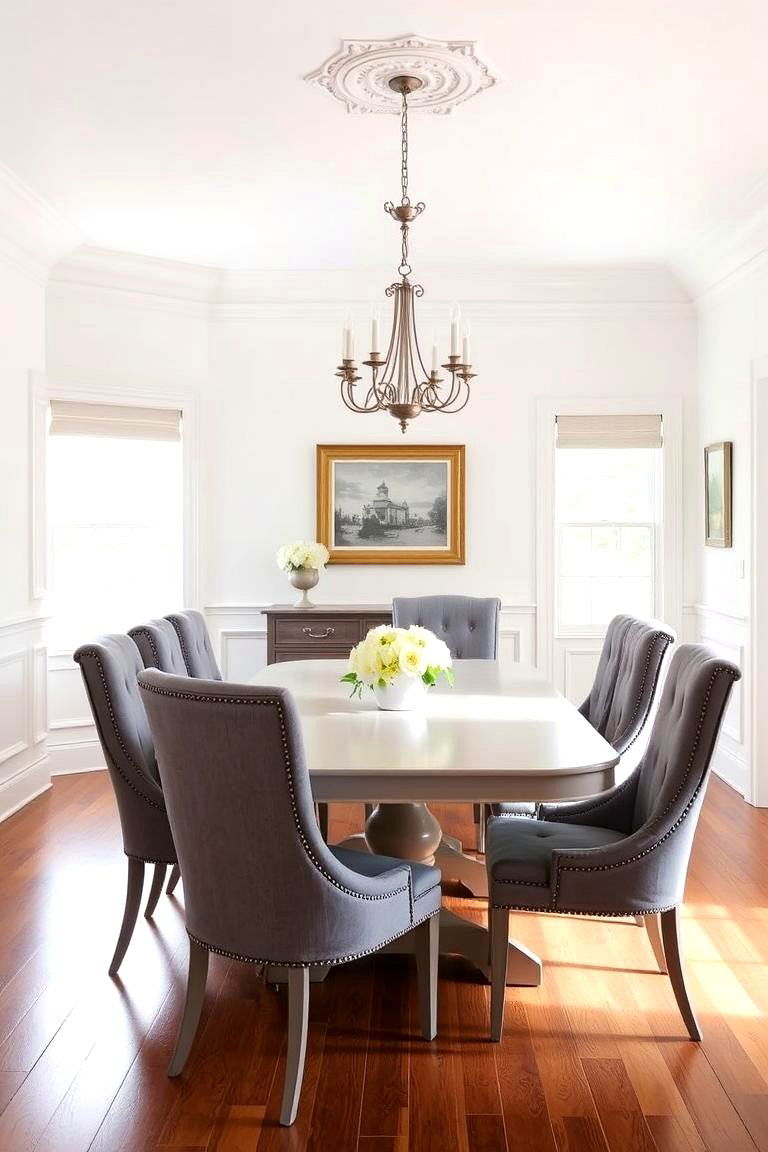 Gray and White Contrast - 24 Gray Dining Room Ideas