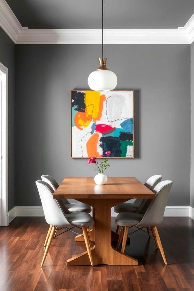 Gray with Artwork Focus - 24 Gray Dining Room Ideas