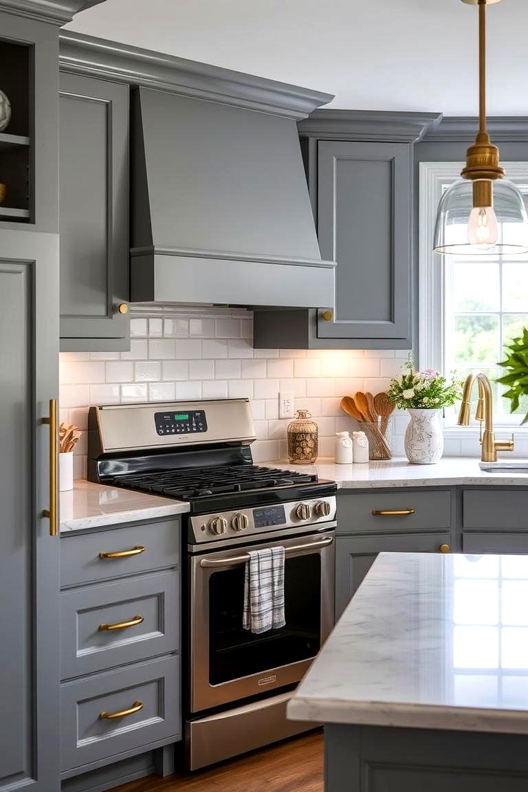 Gray with Brass for a Luxurious Finish - 24 Gray Kitchens