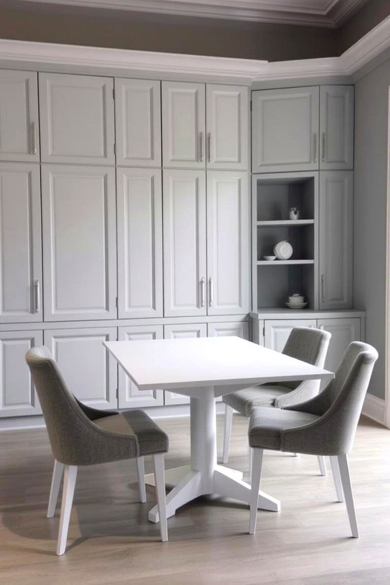 Gray with Built In Storage - 24 Gray Dining Room Ideas