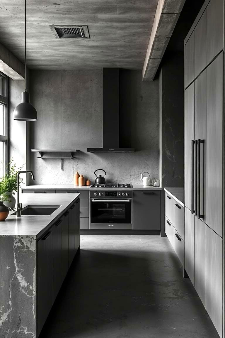 Gray with Concrete for an Urban Loft Feel - 24 Gray Kitchens