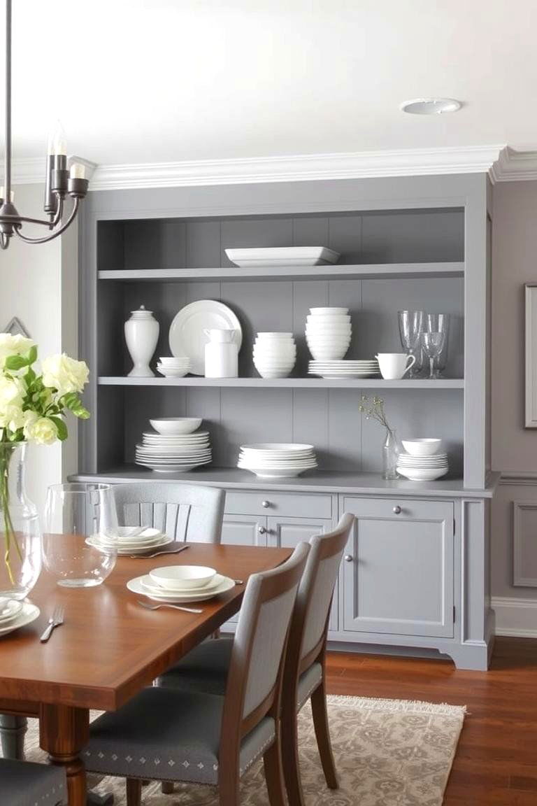 Gray with Open Shelving - 24 Gray Dining Room Ideas