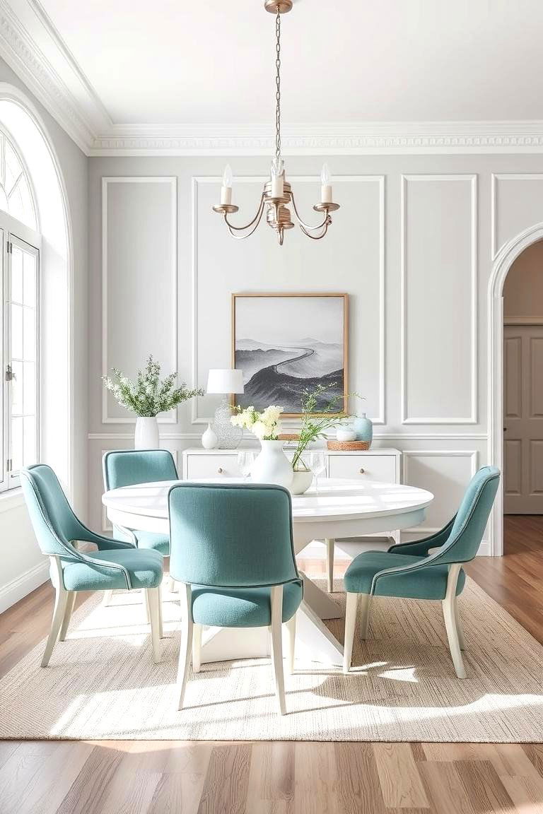 Gray with a Touch of Teal - 24 Gray Dining Room Ideas