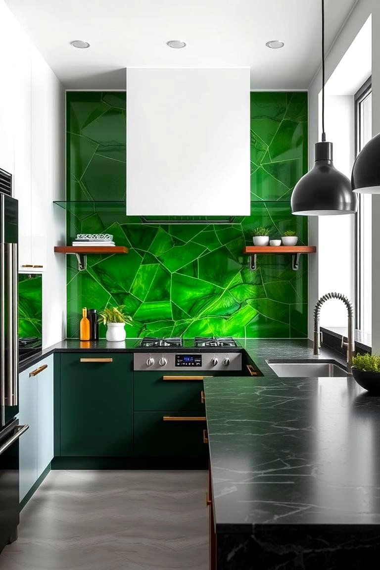 Green Accent Drama - 24 Kitchen With Green Backsplash Ideas