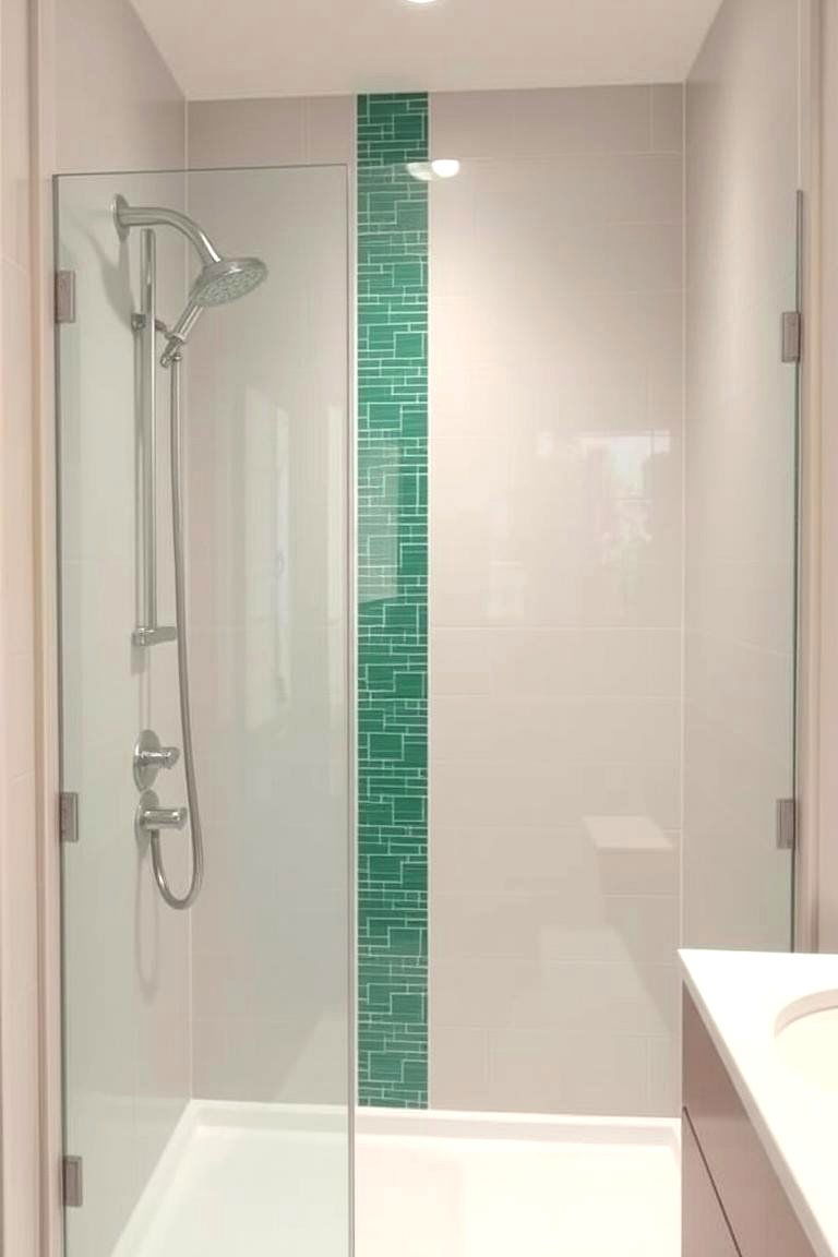 Green Accent Tiles in a Neutral Bathroom - 24 Green Bathroom Tile Ideas