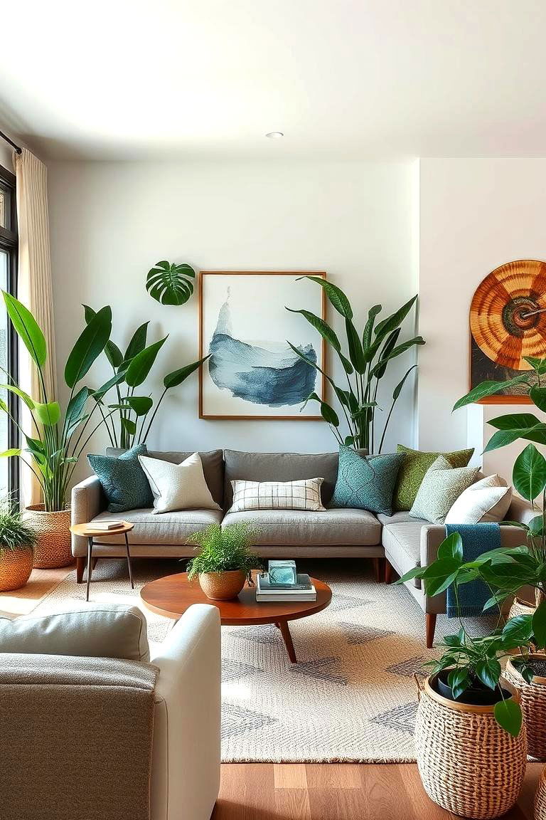Green Accents and Botanical Elements - 24 Magnolia Living Room Ideas