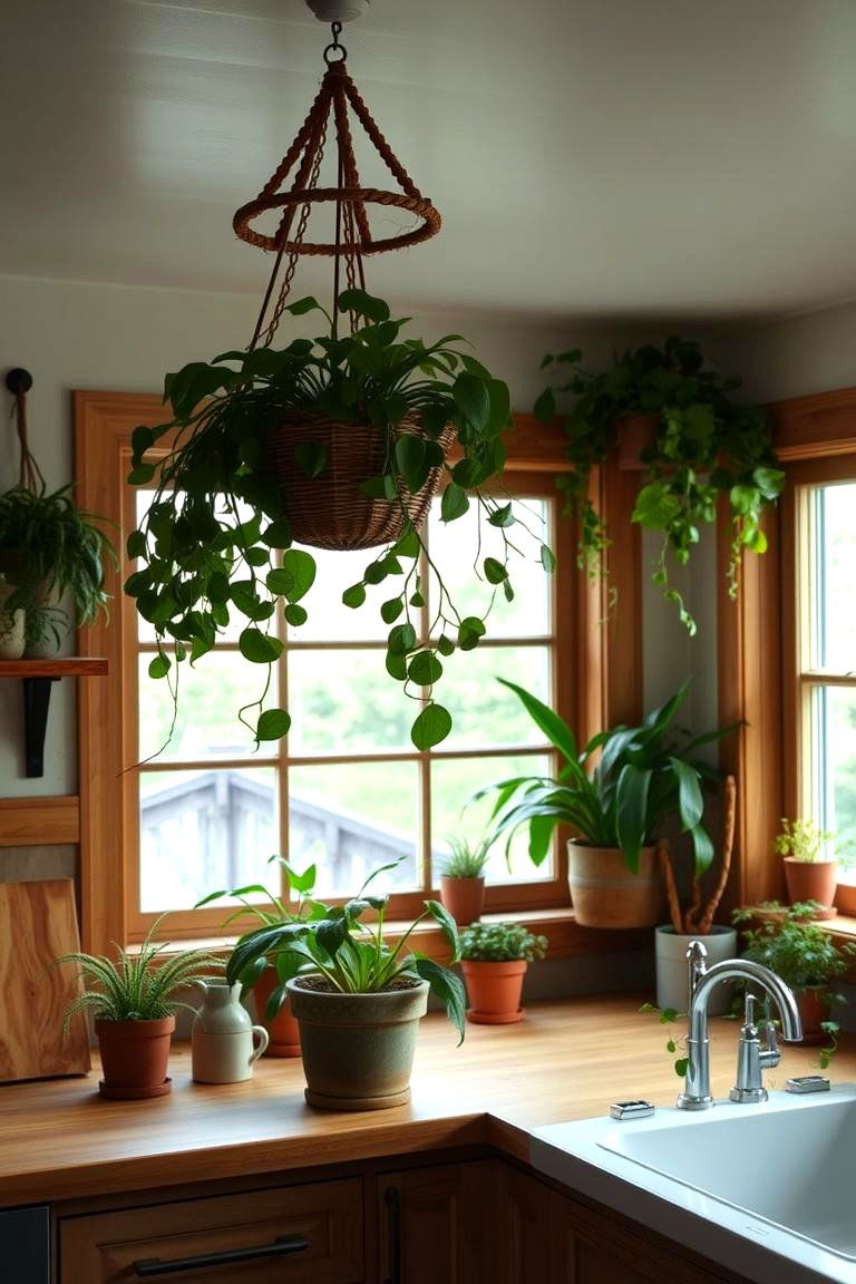 Green Accents and Plants - 24 Natural Kitchen Design Ideas