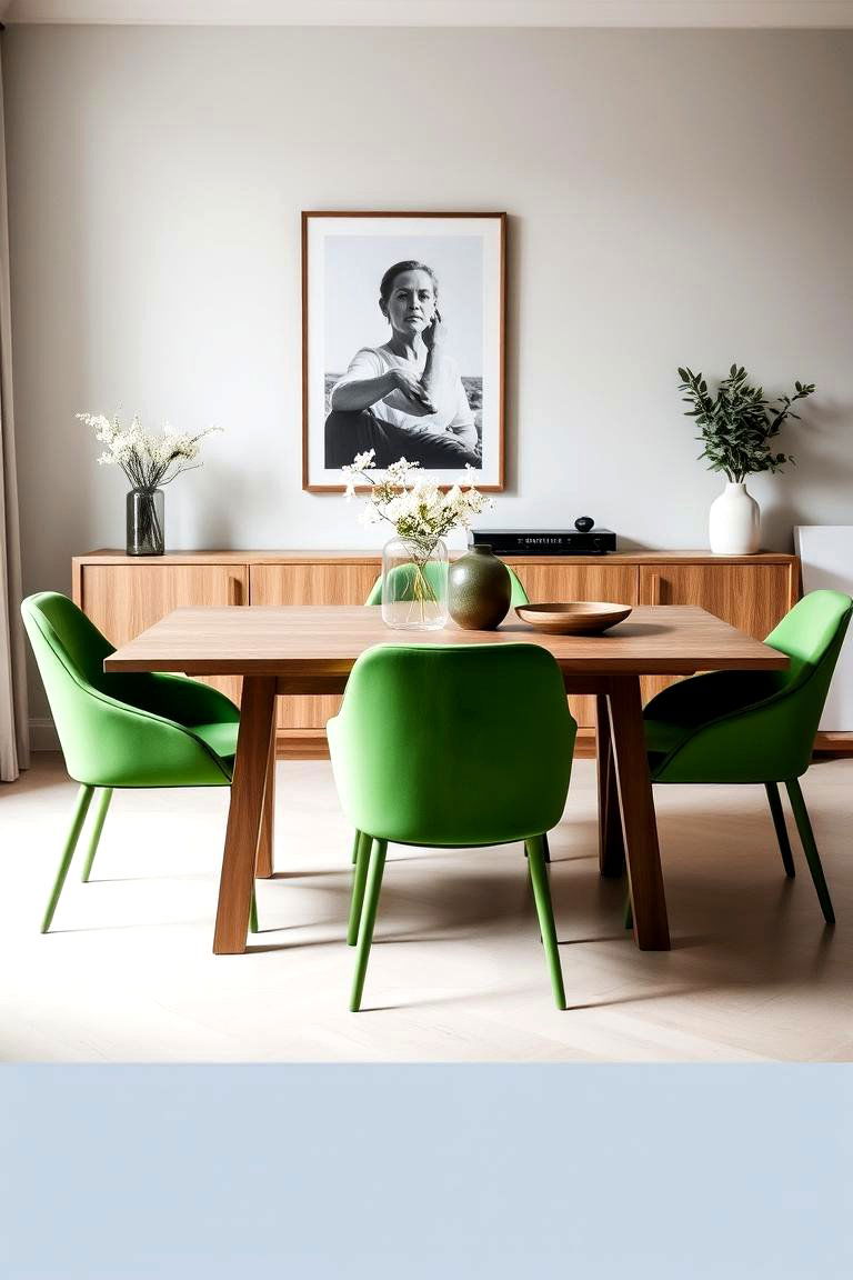 Green Accents in Dining Chairs for a Bold Statement - 24 Green Dining Room Ideas