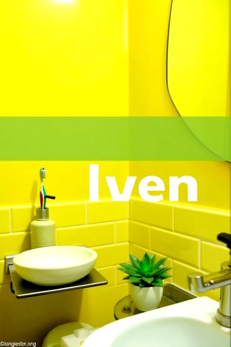 Green Accessories in a Yellow Bathroom - 24 Yellow and Green Bathroom Ideas