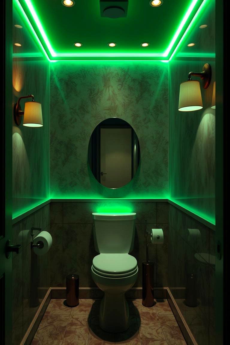 Green Ambient Lighting - 24 Green Powder Room Ideas
