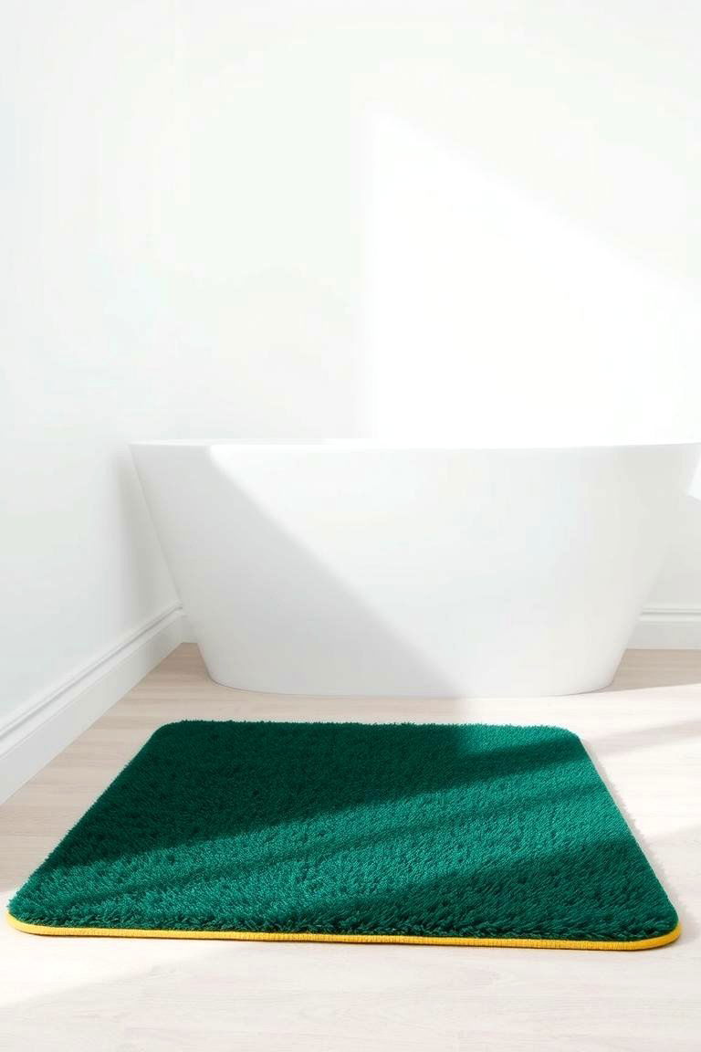 Green Bath Mat with Yellow Trim - 24 Yellow and Green Bathroom Ideas