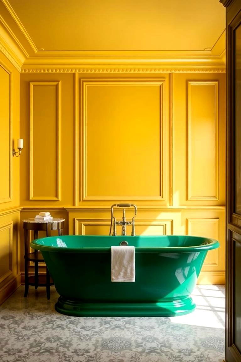 Green Bathroom Fixtures with Yellow Walls - 24 Yellow and Green Bathroom Ideas