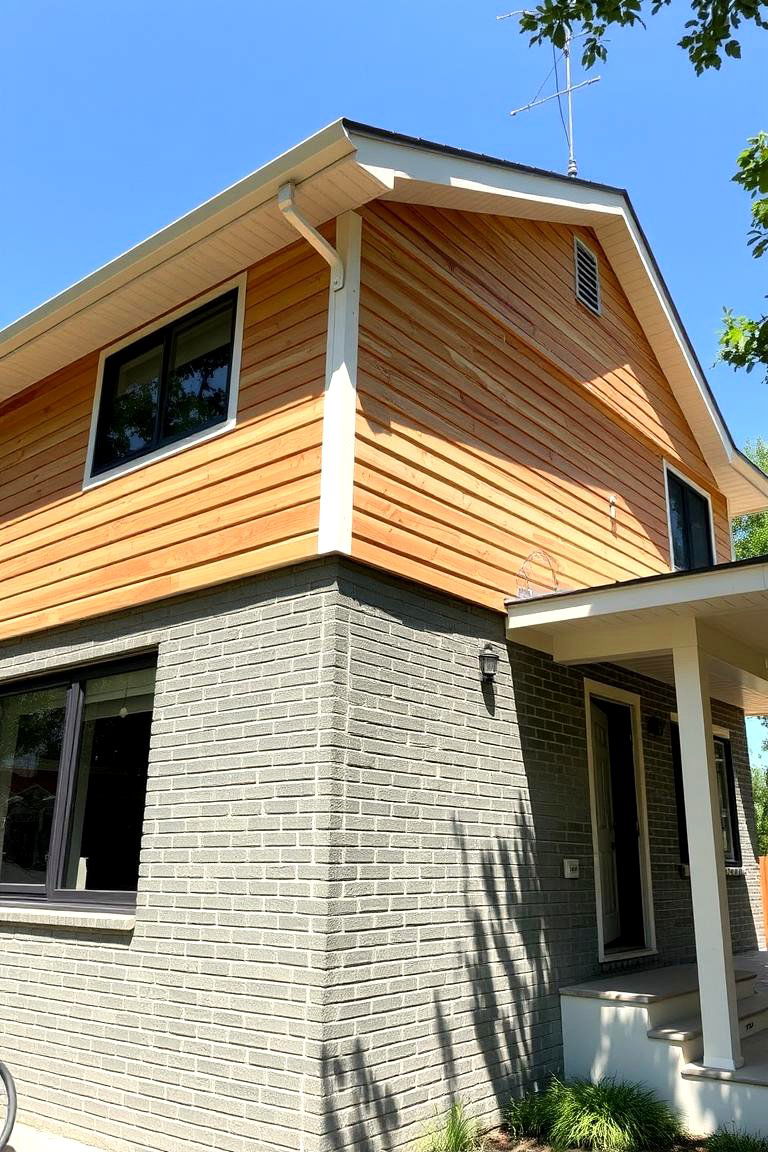 Green Brick and Natural Wood Siding Combination - 24 Green Brick Exterior Home Ideas