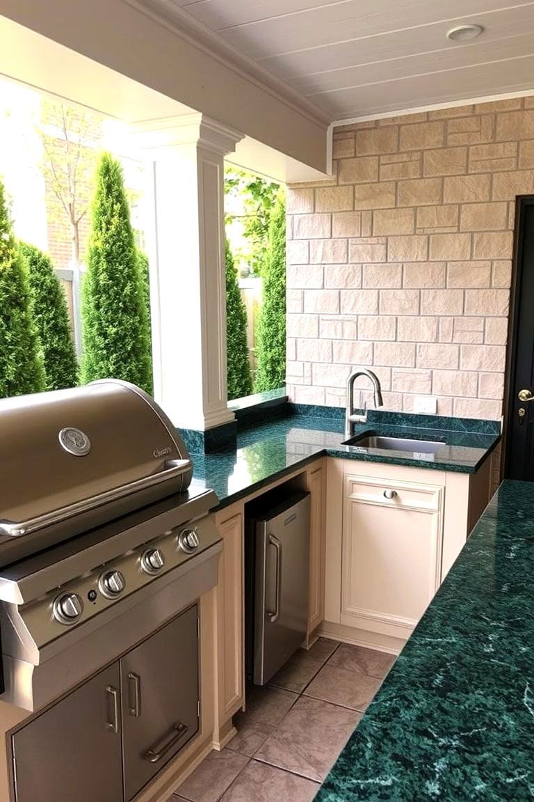 Green Countertop in an Outdoor Kitchen Setting - 24 Kitchen With Green Countertops Ideas