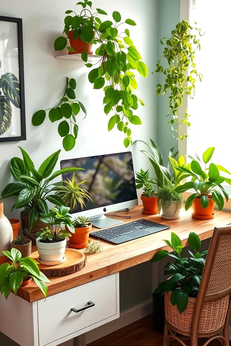 Green Desk Oasis - 24 Desk Decor Ideas
