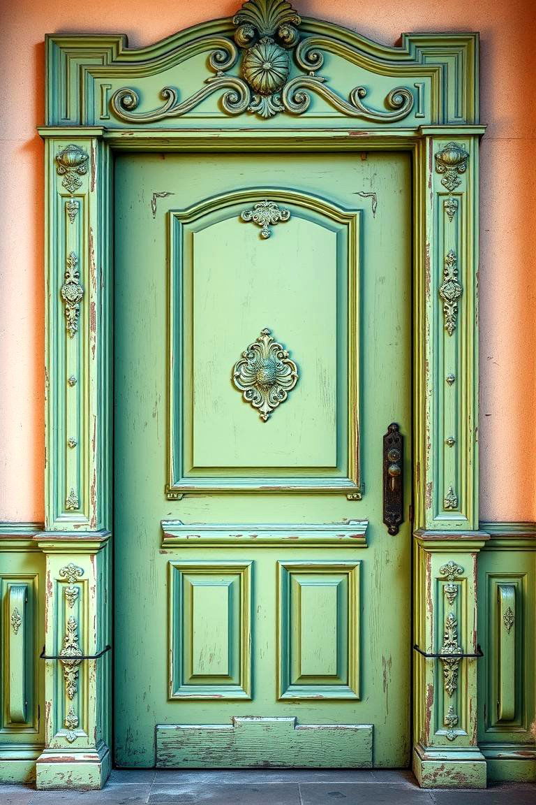 Green Door with Vintage Charm - 24 Green Front Door Ideas