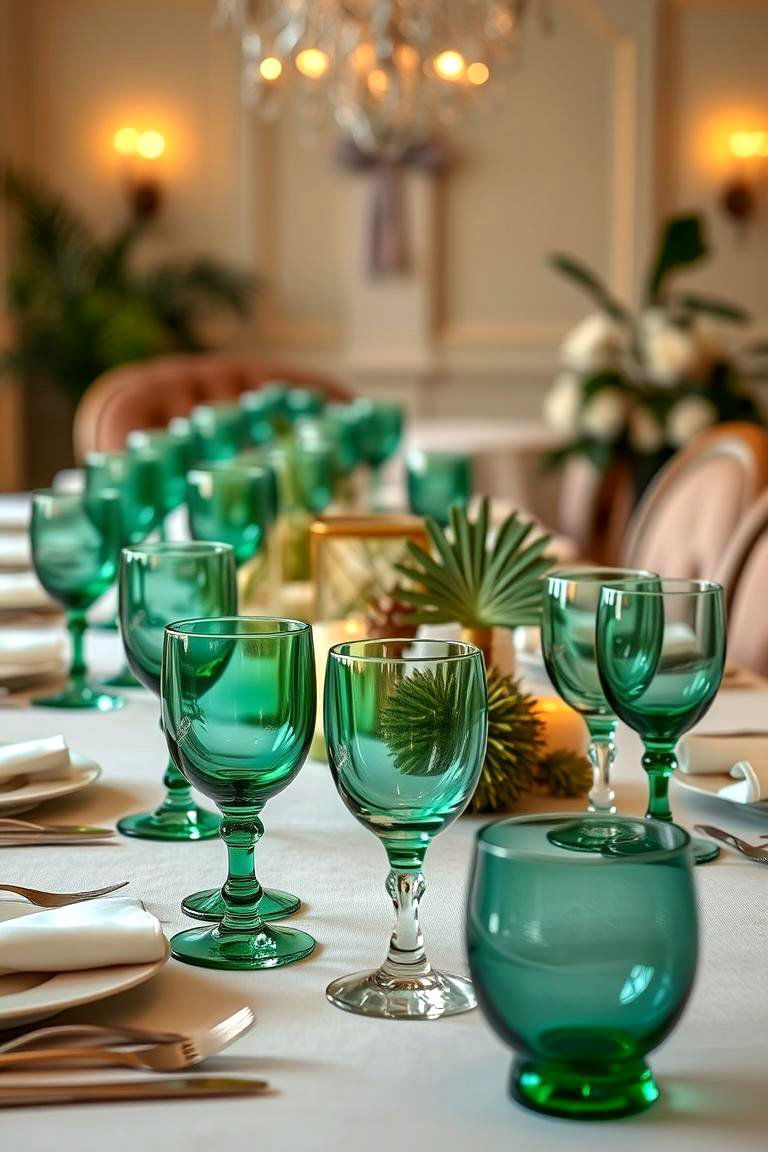 Green Glassware for a Subtle Pop of Color - 24 Green Dining Room Ideas