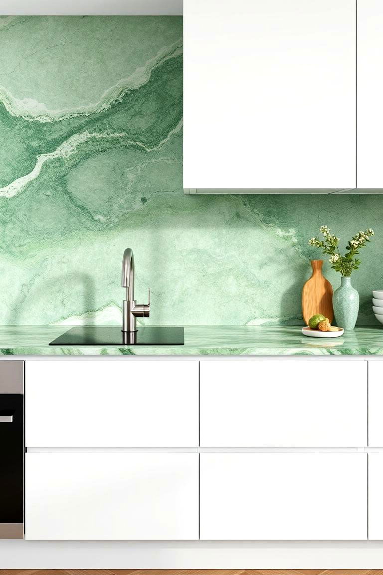 Green Harmony Blend - 24 Green Marble Countertop Design Ideas