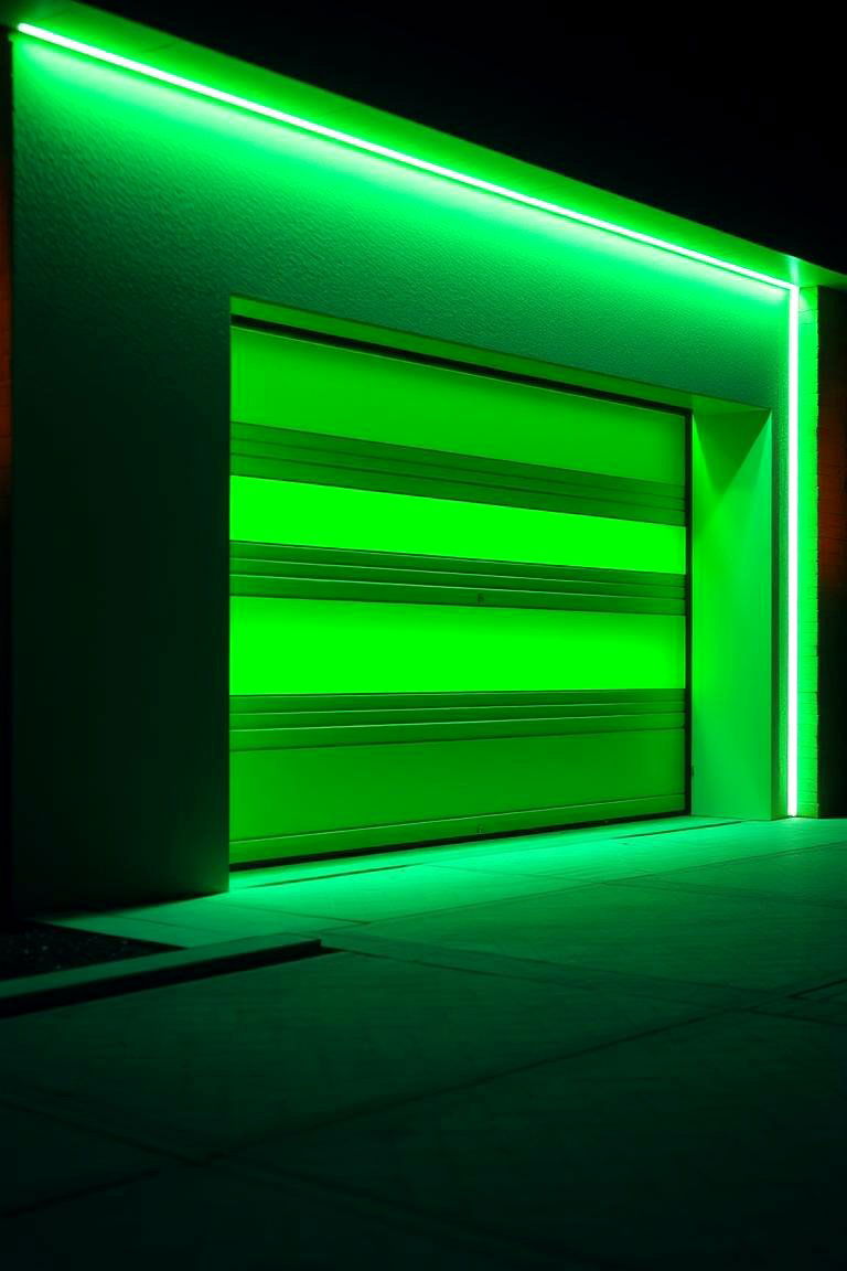 Green LED Lighting to Brighten Your Space - 24 Green Garage Door Ideas