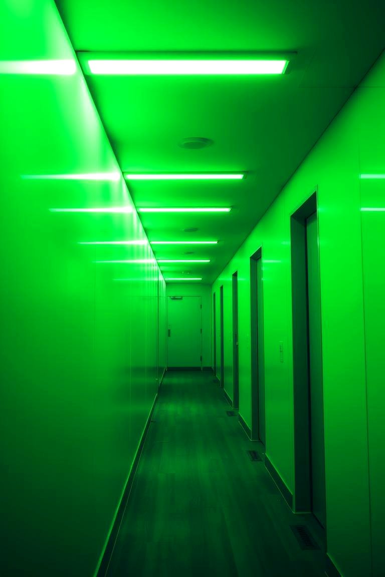 Green Lighting Effects - 24 Green Hallway Ideas