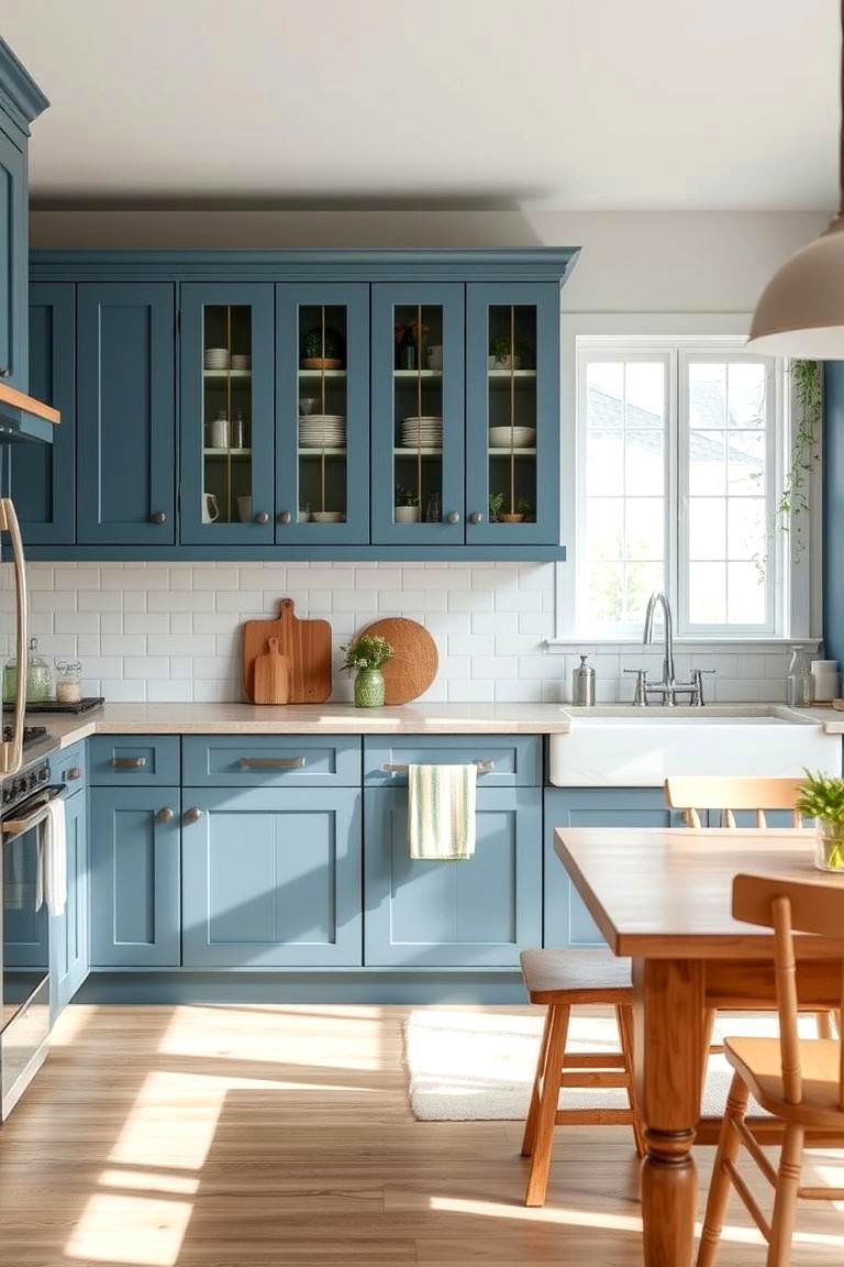 Green Living with Sustainable Blue Cabinets - 24 blue farmhouse kitchen cabinets