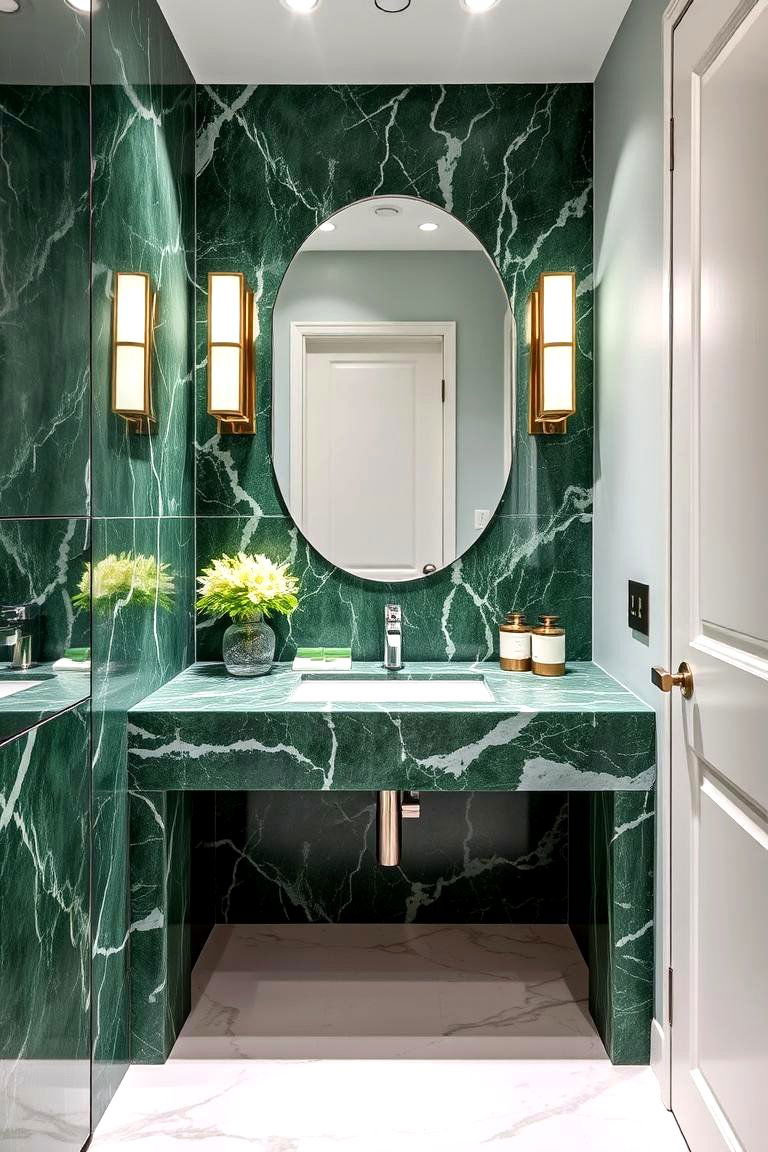 Green Marble Magic - 24 Green Powder Room Ideas
