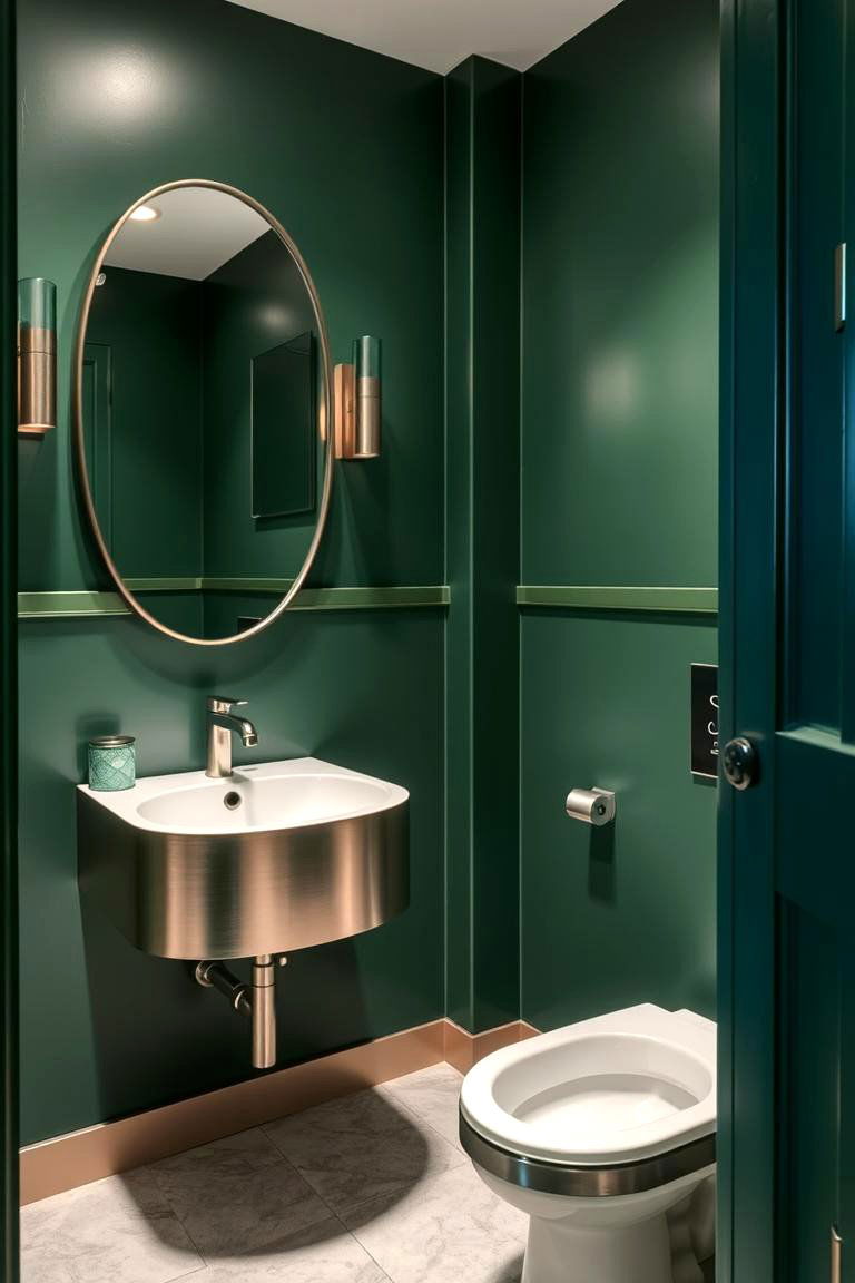 Green Metallic Finishes - 24 Green Powder Room Ideas