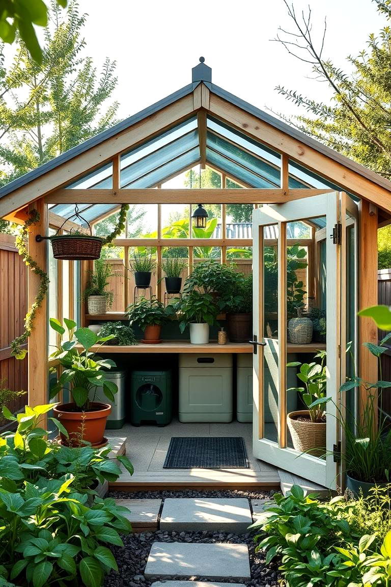 Green Oasis Shed with Integrated Greenhouse - 24 Greenhouse and Shed Combo Ideas