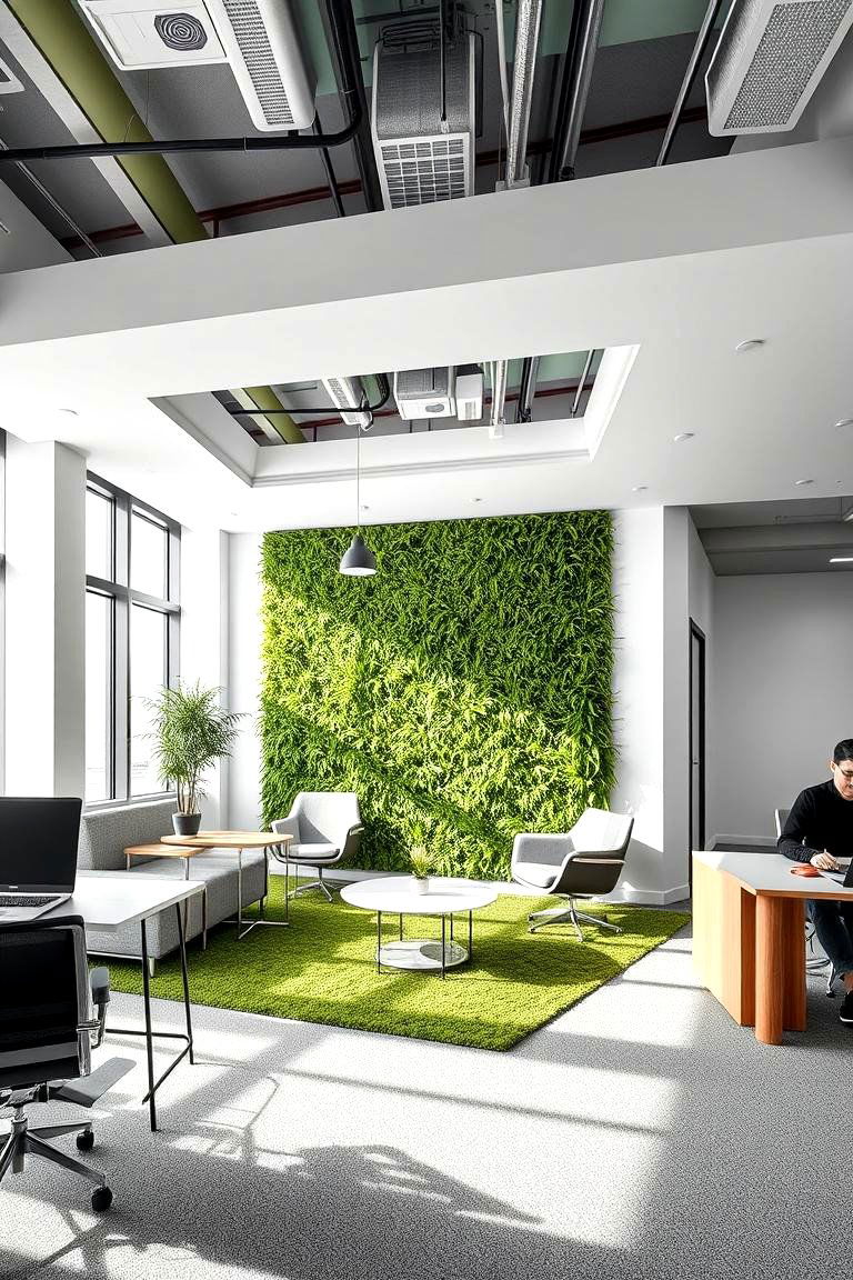 Green Office Walls - 24 Artificial Grass Wall Design Ideas