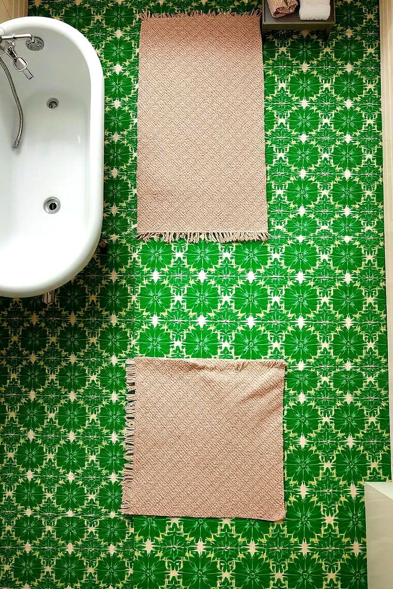 Green Patterned Floor Tiles - 24 Green Bathroom Ideas